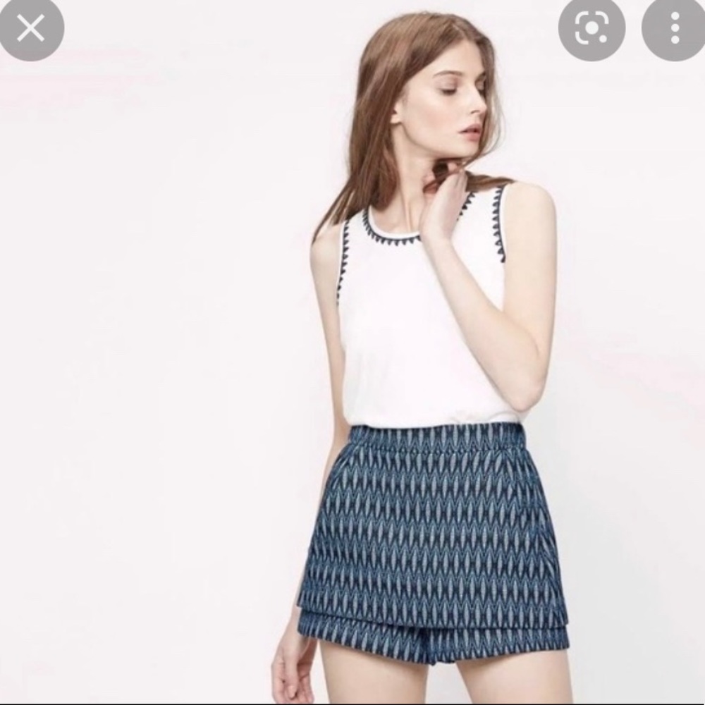 Maje blue jacquard skort
